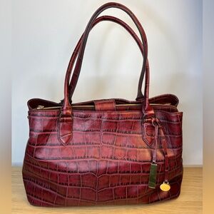 G.I.L.I Elegant East/West Croc Embossed Genuine Leather Women's Bag LIKE NEW!!